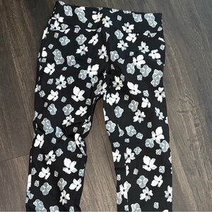 Floral Black and White Womens Dress Pants